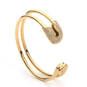 Gold Plated Safety Pin Cuff Bracelet